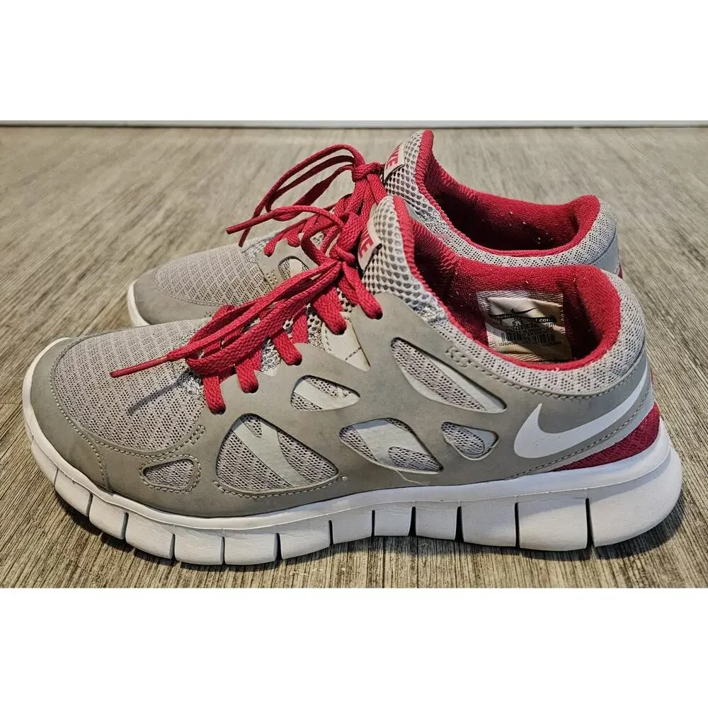 Nike Free Run+ 2 Women's Size 8 Grey Red Running Shoes 443816-026